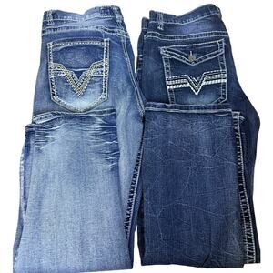 *Lot of 2* TRUE LUCK Men's Denim Blue Jeans, Straight Leg. Size: 34x30
